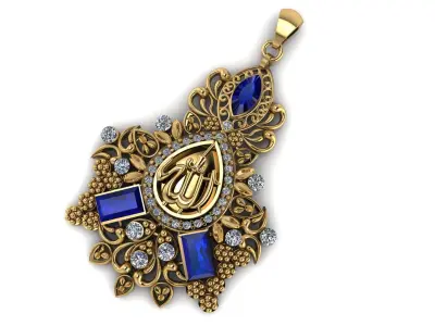 ALLAH NAME GOLD PENDANT 3D PRINTABLE MODEL 3D print model