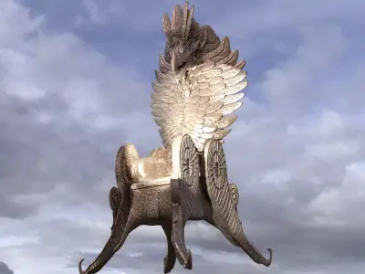 Feathered angel wing Throne 1 3D model