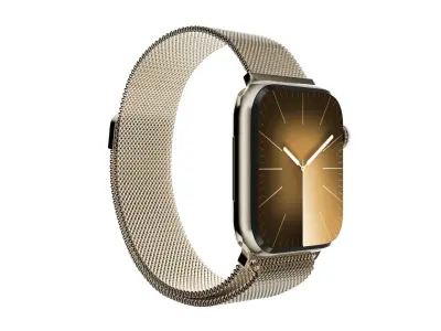 Apple Watch Series 9 Gold Stainless Steel Milanese Loop Color Low-poly 3D model
