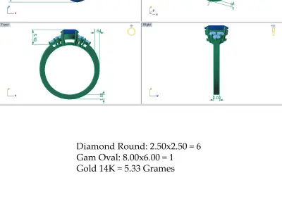 Halo Three Stone Shank Ring 3D print model