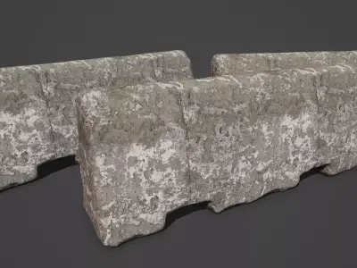 Concrete Barricade Lowpoly 3D Model Low-poly 3D model