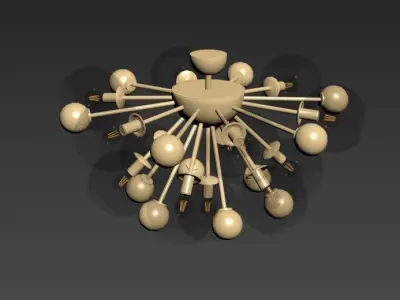 chandelier gold with glass balls 3D model
