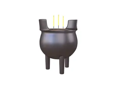 Cartoon Incense Burner v1 004 Low-poly 3D model