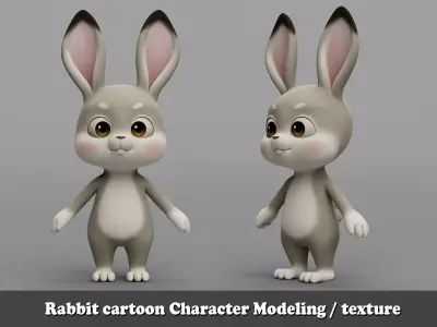 Rabbit cartoon character modeling textures  3D model