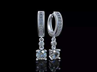 dangle earrings with stones 3D print model