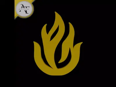 Simple Flame Symbol - 2D Art Free 3D print model 50