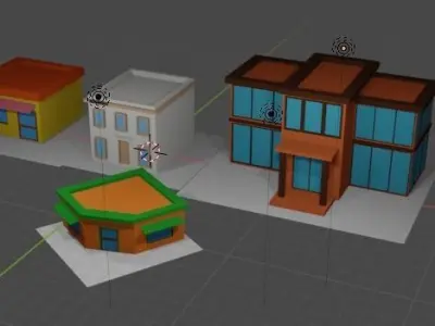 low poly based buildings Low-poly 3D model