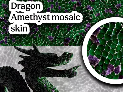 8k Magic green amethyst mosaic skin and several colors Texture