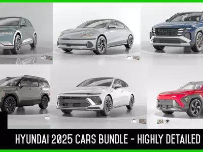 Hyundai High Quality Cars and SUV bundle  3D Model Pack