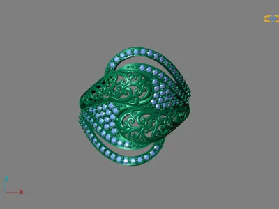 STL 3DM Women Ring Womens Ring Diamonds With Stone Model DP1202 3D print model