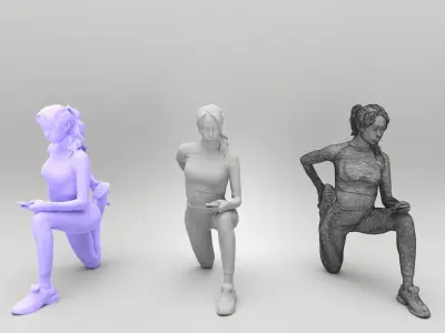 Young woman in pink fitness outfit with smartphone 397 Low-poly 3D model
