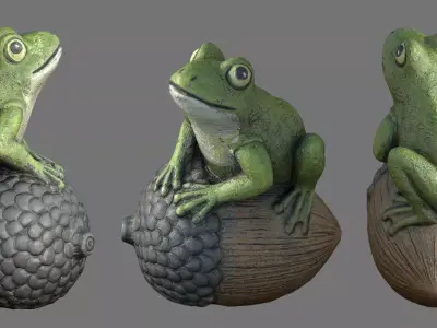 Frog On Acorn Low-poly 3D model