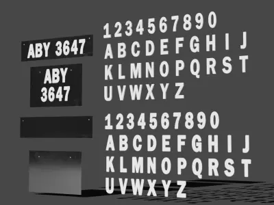 FREE - Alphabet And Number With Car Plate Free low-poly 3D model