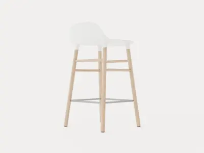 Form Barstool Oak - White Low-poly 3D model