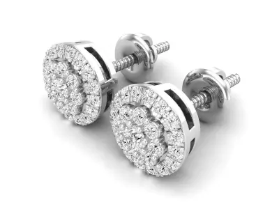 AV 544 Diamond Ladies Halo Style Stud Earrings 3D print model
