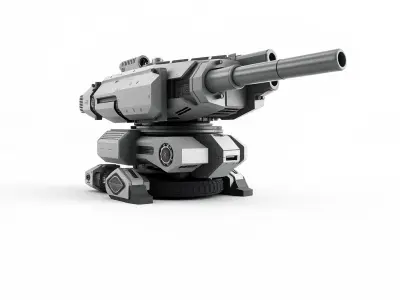 Futuristic Turret Gun Model Pack Low-poly 3D model