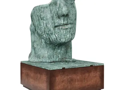 Face sculpture bronze outdoor Low-poly 3D model