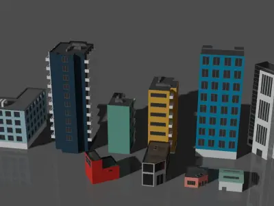 Buildings LowPoly Free low-poly 3D model