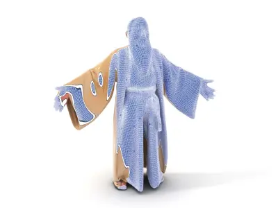 Wise Old Sage Rigged and Animated D Character Model Low-poly 3D model