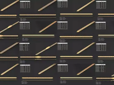 Ultra light shiny gold bracelets 54pcs 3D Model Pack