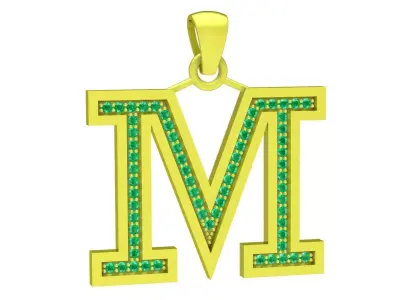 Luxury Letter M Initial Pendant 3D Jewelry Model 4101 3D print model