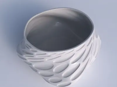Bowl twisted elipse with bubbles 3D print model