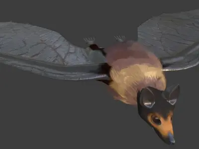 Spectacled Flying Fox Mega Bat Fruit Bat Game Ready Model UE 3D model
