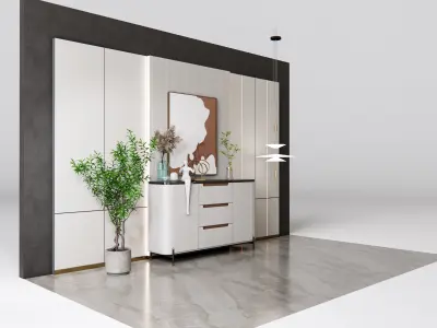 Sideboard with wall panel and flooring 19 3D model