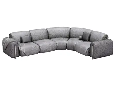 Colle Sectional Sofa With Corner On Right Side By Natuzzi 3D model