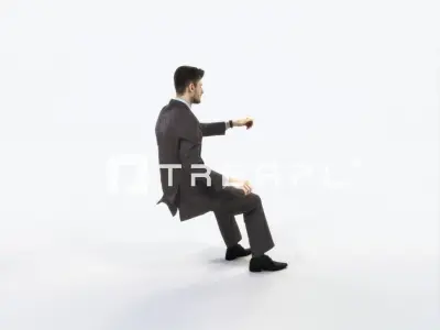 Posture 20D Driver Driving Sitting Elegant Business Man Low-poly 3D model