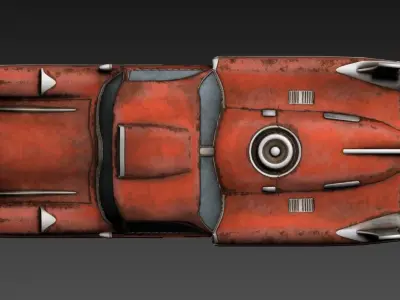 3D model of a futuristic retro-styled car Low-poly 3D model