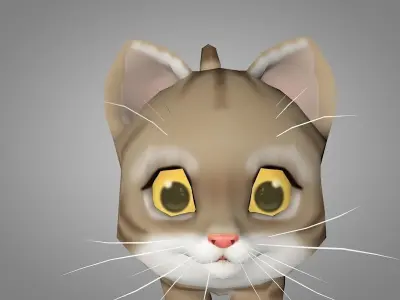 Kitty cartoon cat Low-poly 3D model