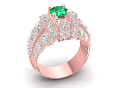 Elegant Hong Kong Diamond Ring Yellow Gold for Women 732 3D print model