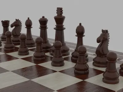 Wooden Chess set 3D model