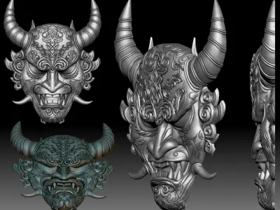 Oni mask Japanese demon 3D print model