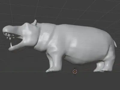 Hippopotamus Low-poly 3D model hippo Low-poly 3D model