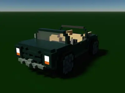 Voxel Jeep Low-poly 3D model