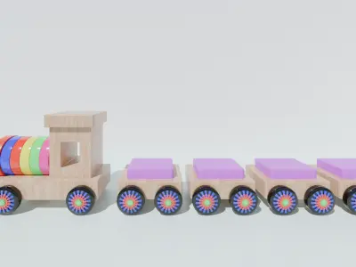 3D Cartoon Train Engine  Blender Model 3D model