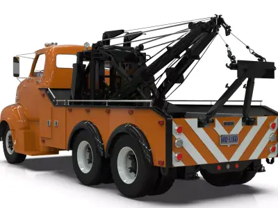Vintage COE Tandem Axle Wrecker Truck Holmes 850 Recovery System 3D model