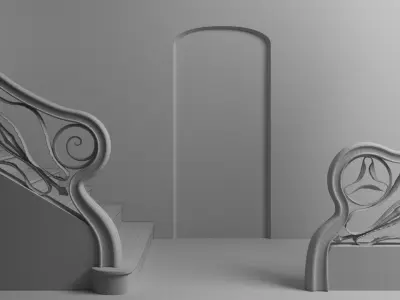 Stairway ramps - Casa Batllo Atrium - Gaudi 3D model