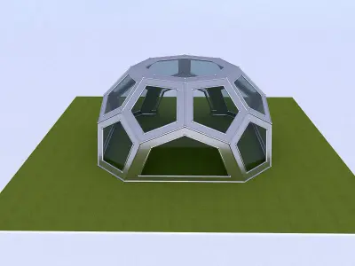 Pentagon Dome with frame and glass  3D model