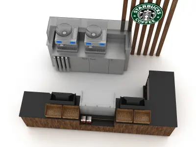 3d coffee shop 3D Low-poly 3D model