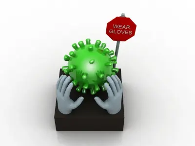 Coronavirus awareness and protection  Low-poly 3D model