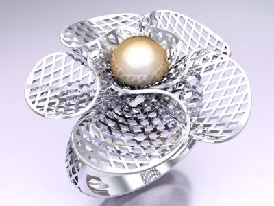  Mesh flower ring - Italian rings - Womens Rings - N6522 3D print model