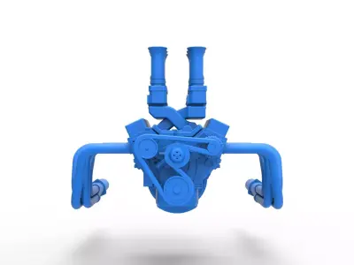 Engine of Vintage Supermodified stock car Scale 1 to 25 3D print model