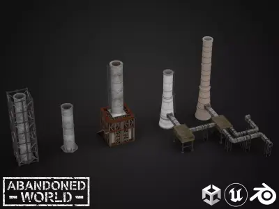 Modular Industrial Pipe Low-poly 3D model