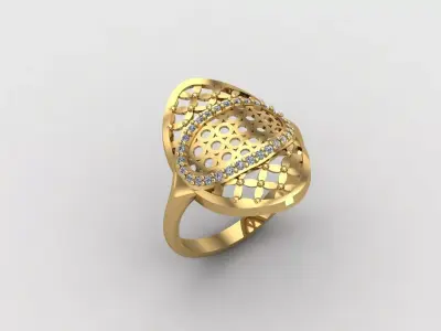 Women Ring With Stone Diamond Ready STL 3DM Models Womens Rings 3D print model 7