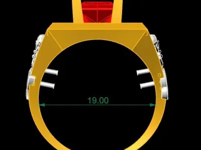 Luxury Square Gemstone Statement Ring for Men 3D Model 335  3D print model