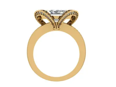 Ring374 princess cut diamond engagement ring gold 3D print model