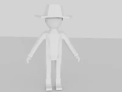 Low Poly Human cartoon character wearing hat Low-poly 3D model
